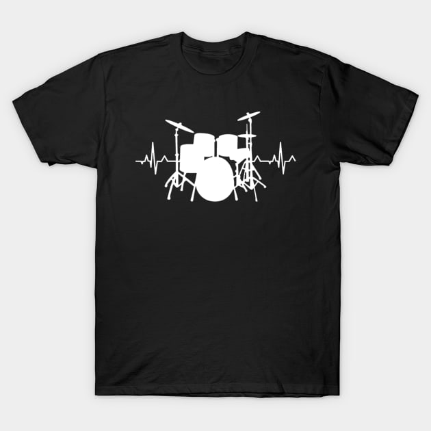 Drums Heartbeat Rock Music Lover Gifts Band Member Drummers T-Shirt by GoodArt